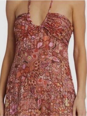 A.L.C. Pink and Rust Halter Floral Maxi Dress